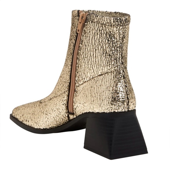 NEW Katy Perry The Lole Lolette Stretch Ankle Boot Gold Metallic~8.5 Block Heel - Picture 5 of 15